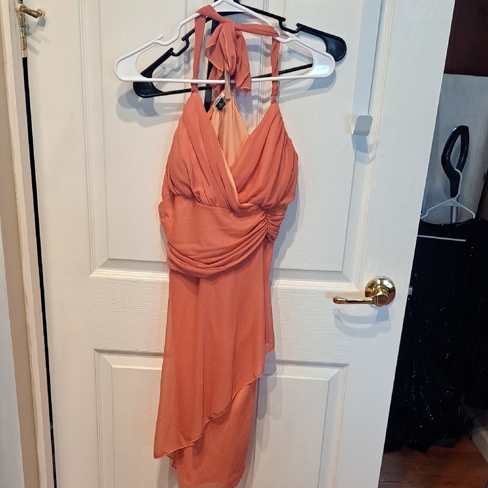 Elegant Orange Halter Dress